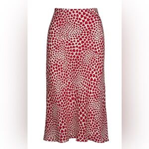 Realisation Par Red and White Heart Midi Skirt